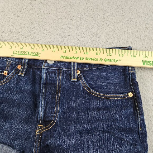 Levi's Shorts Womens 27 Blue Jeans 501 Dark Denim Cut Off High Waist Button Fly - Picture 4 of 11